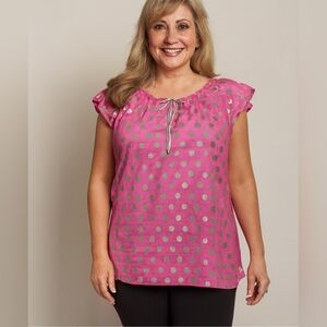 Calvin Klein Pink and Silver Polka Dot Tunic